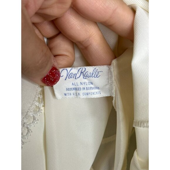 VTG 1960s Von Raalte Nylon Slip Dress Ivory V-Neck Sleeveless Mini Ruffle Trim - Picture 9 of 10